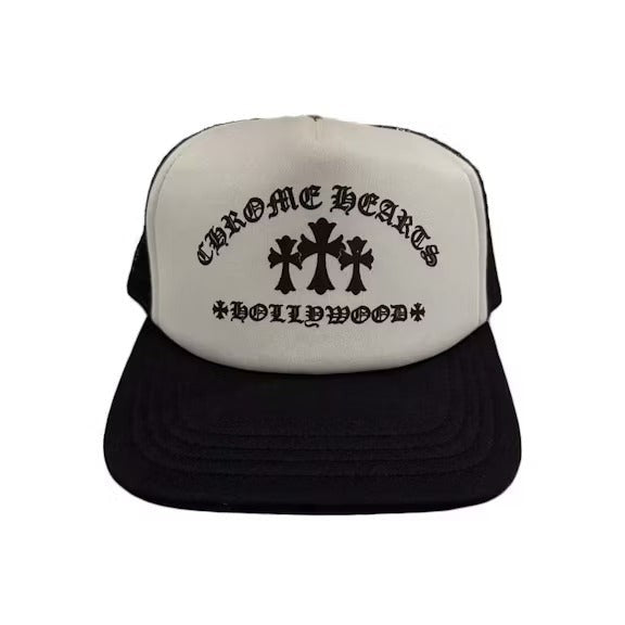 Chrome Hearts Hollywood Cross "King Taco" Trucker Cap Black/White