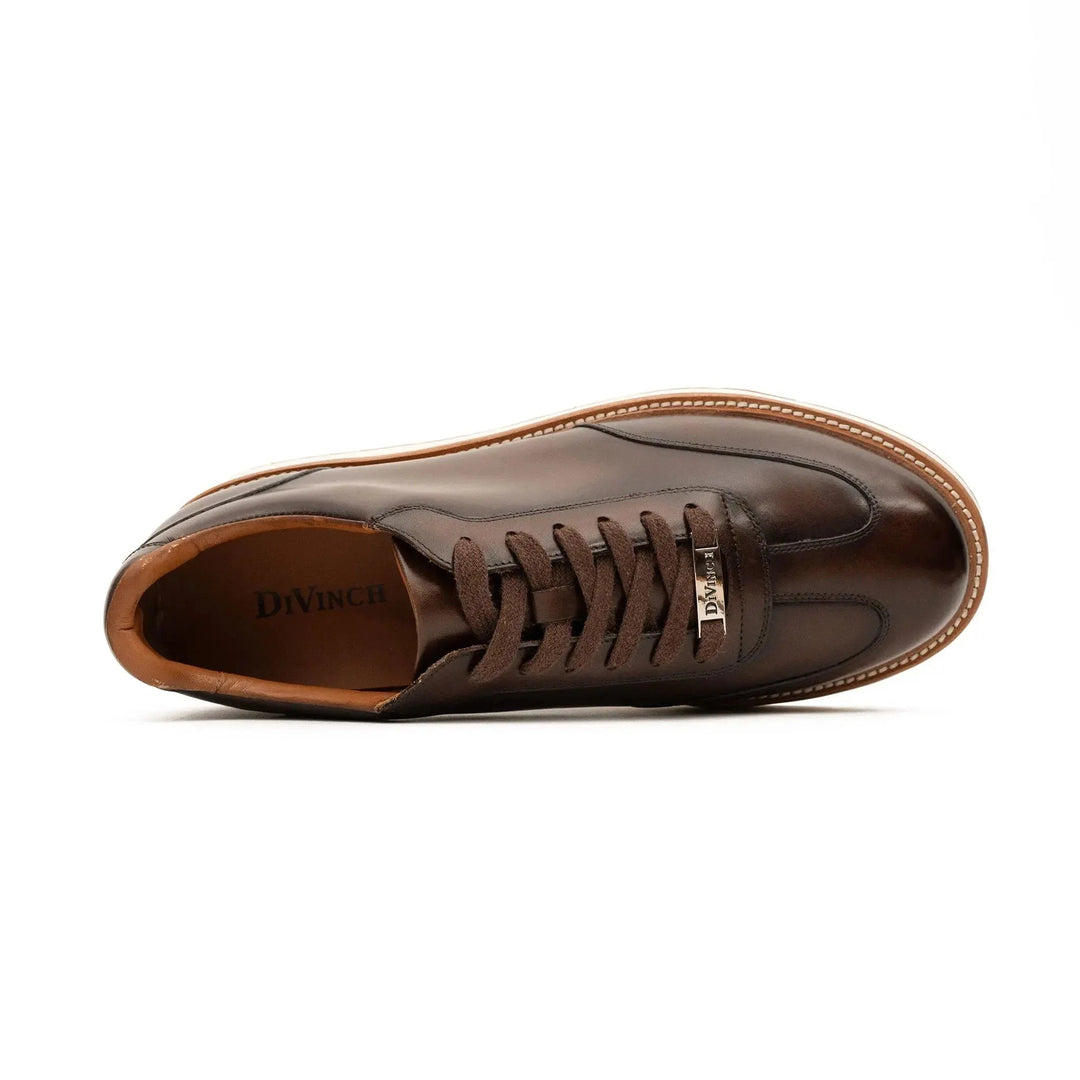 Dark Brown Plain-Toe Calf Leather Casual Shoes