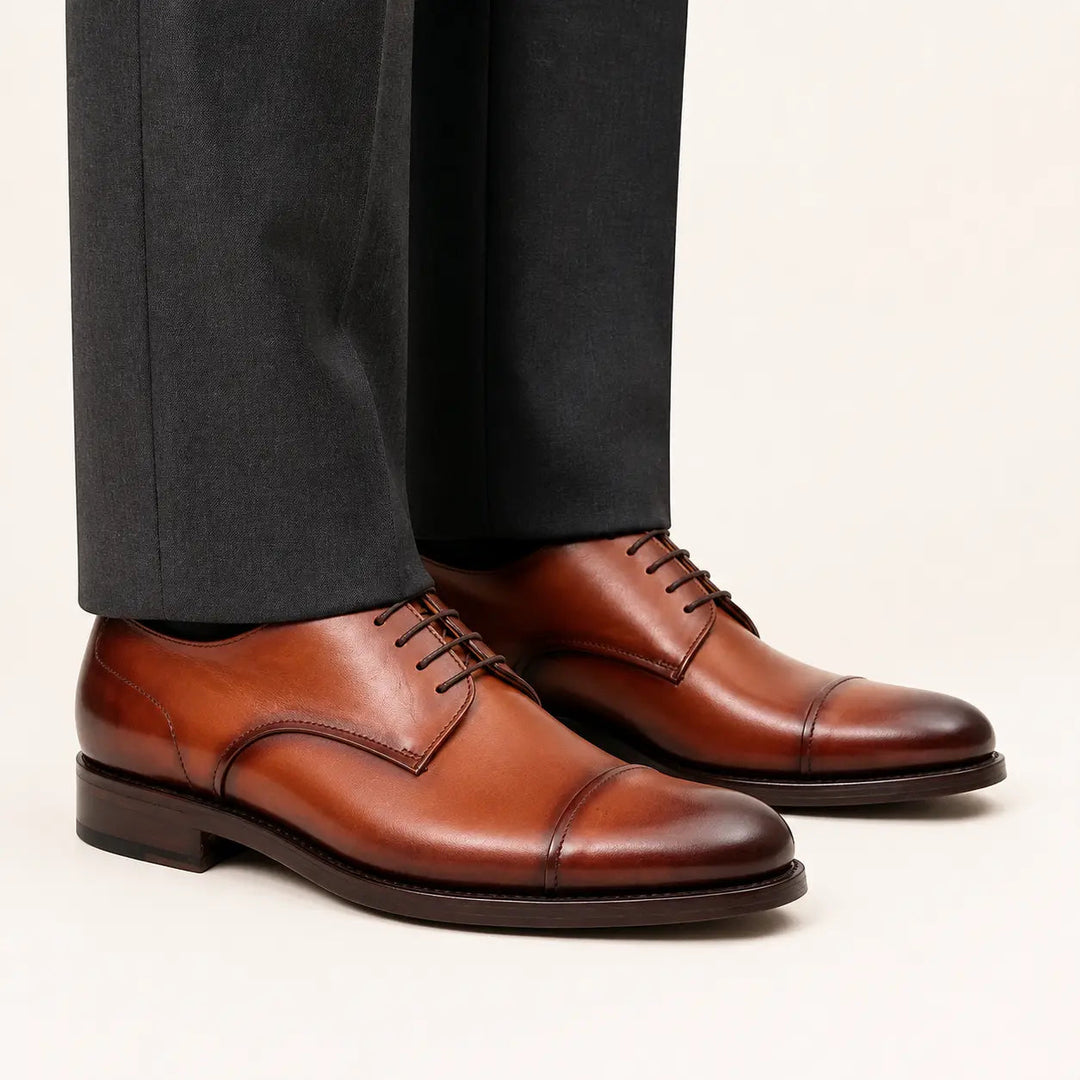 Handmade Derby Shoes Brown Leather