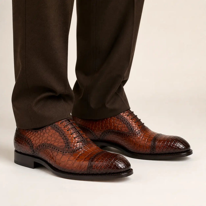 Goodyear welted alligator Oxford shoes