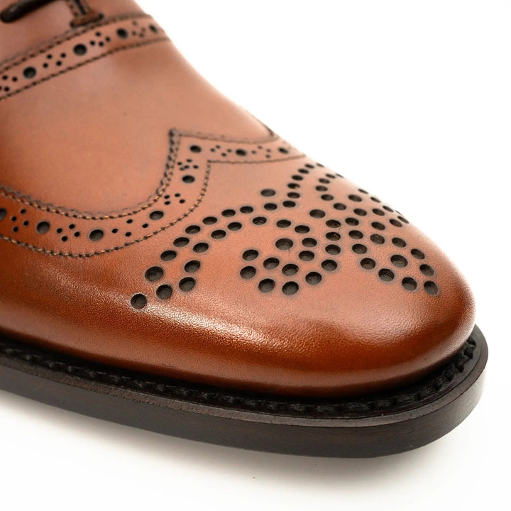 Tan Wingtip Cow Leather Oxford Shoes