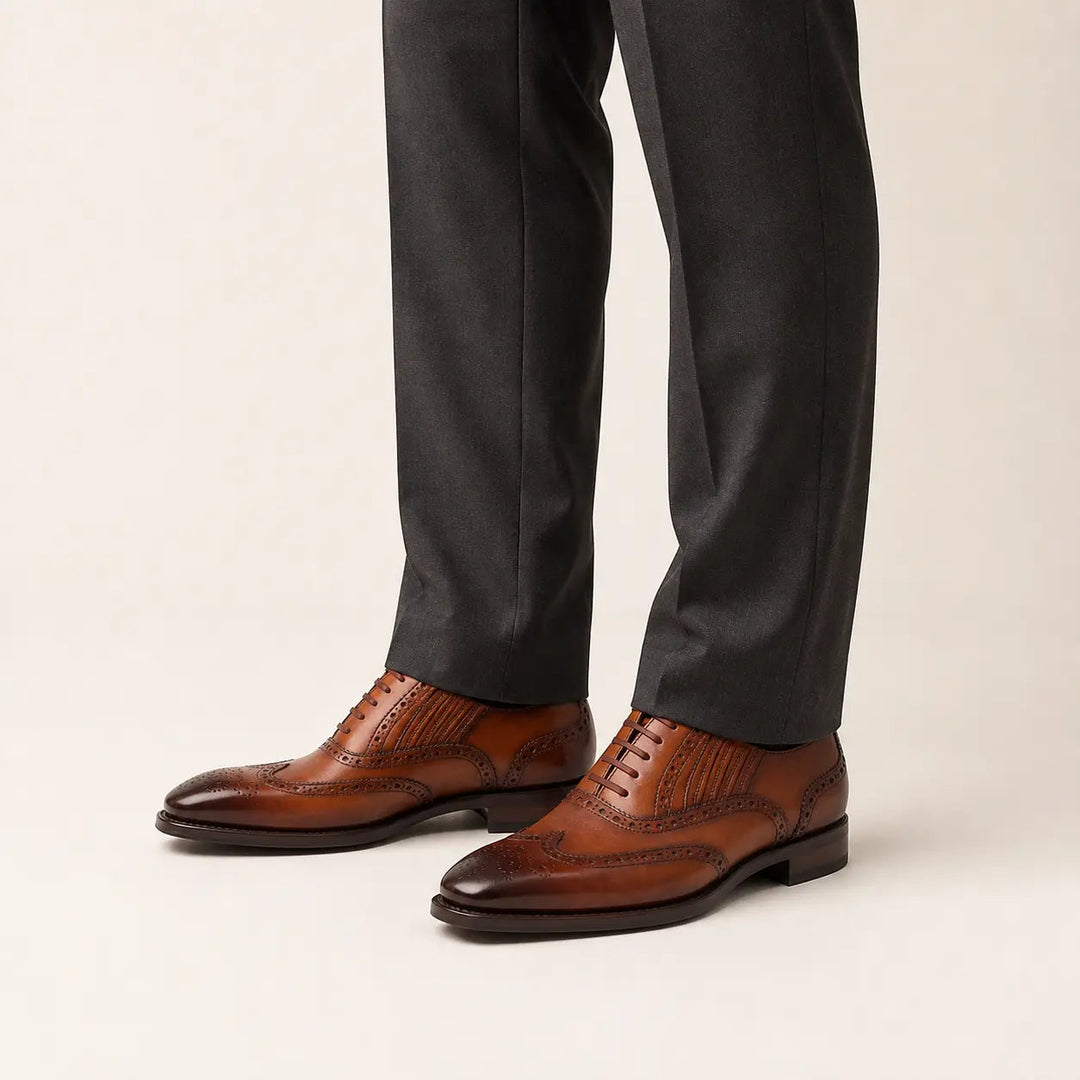 Goodyear Welted Brogue Oxford Shoes Brown
