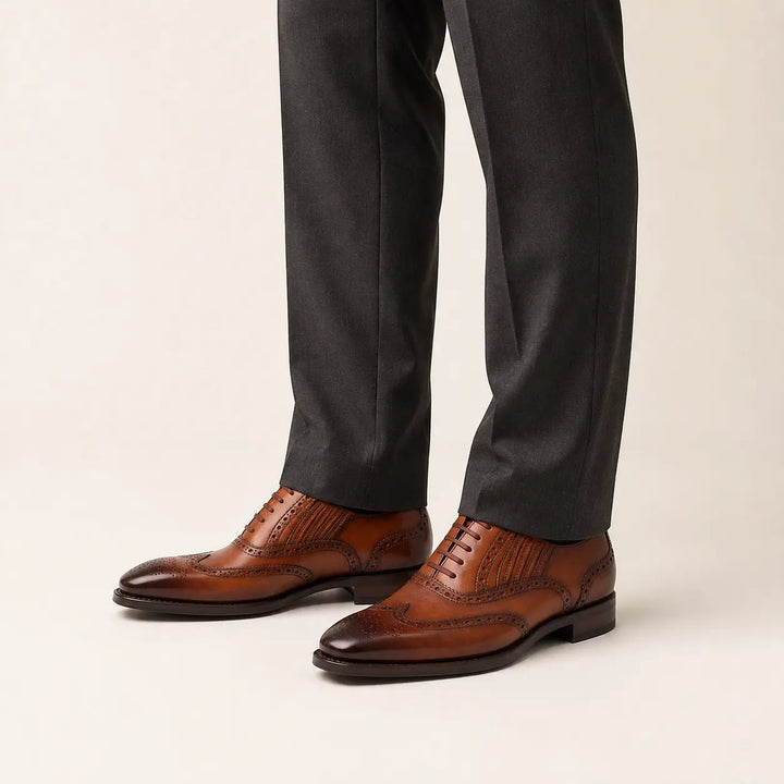 Goodyear Welted Brogue Oxford Shoes Brown