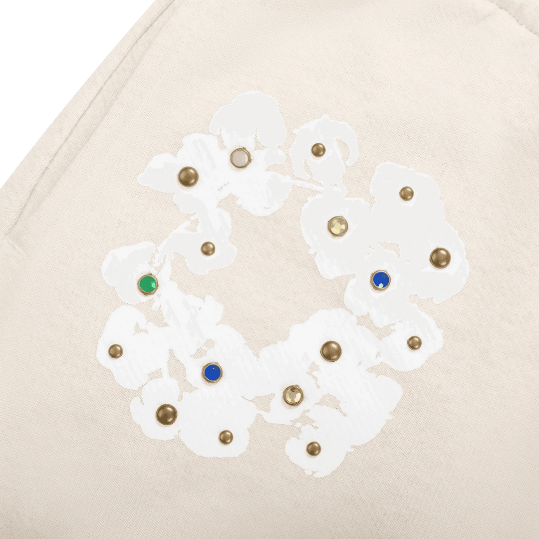 Denim Tears Rhinestone Cotton Wreath Sweatpants Oatmeal