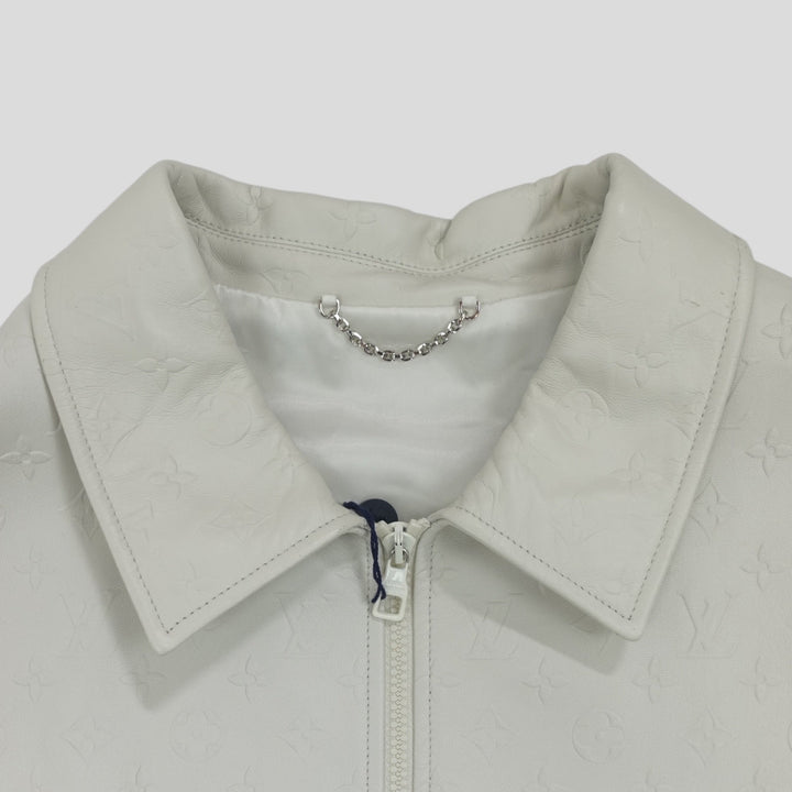 Louis Vuitton LVSE Debossed Monogram Mix Leather Jacket in White