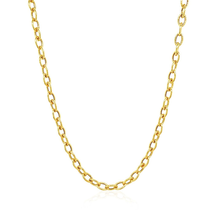 3.5mm 14k Yellow Gold Pendant Chain with Textured Links