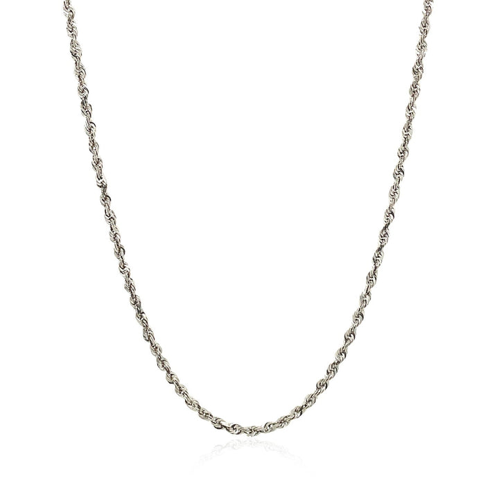 2.0mm 14k White Gold Solid Diamond Cut Rope Chain