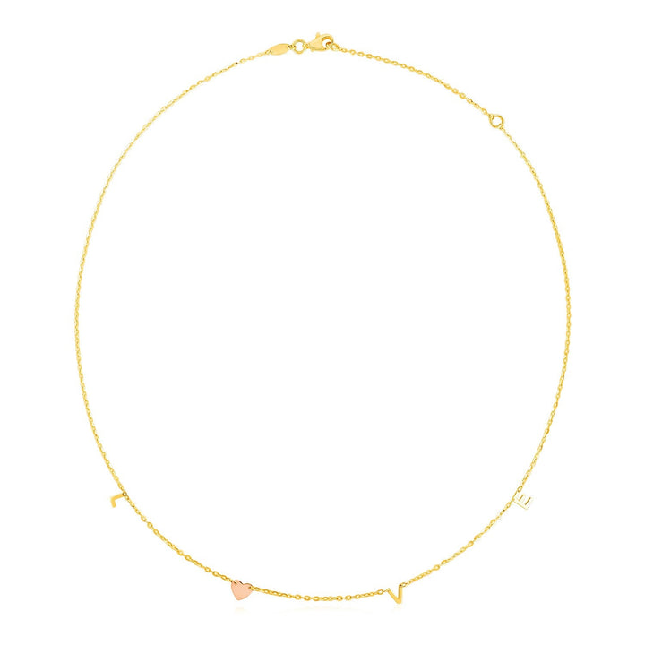 14k Two Tone Gold Love Necklace
