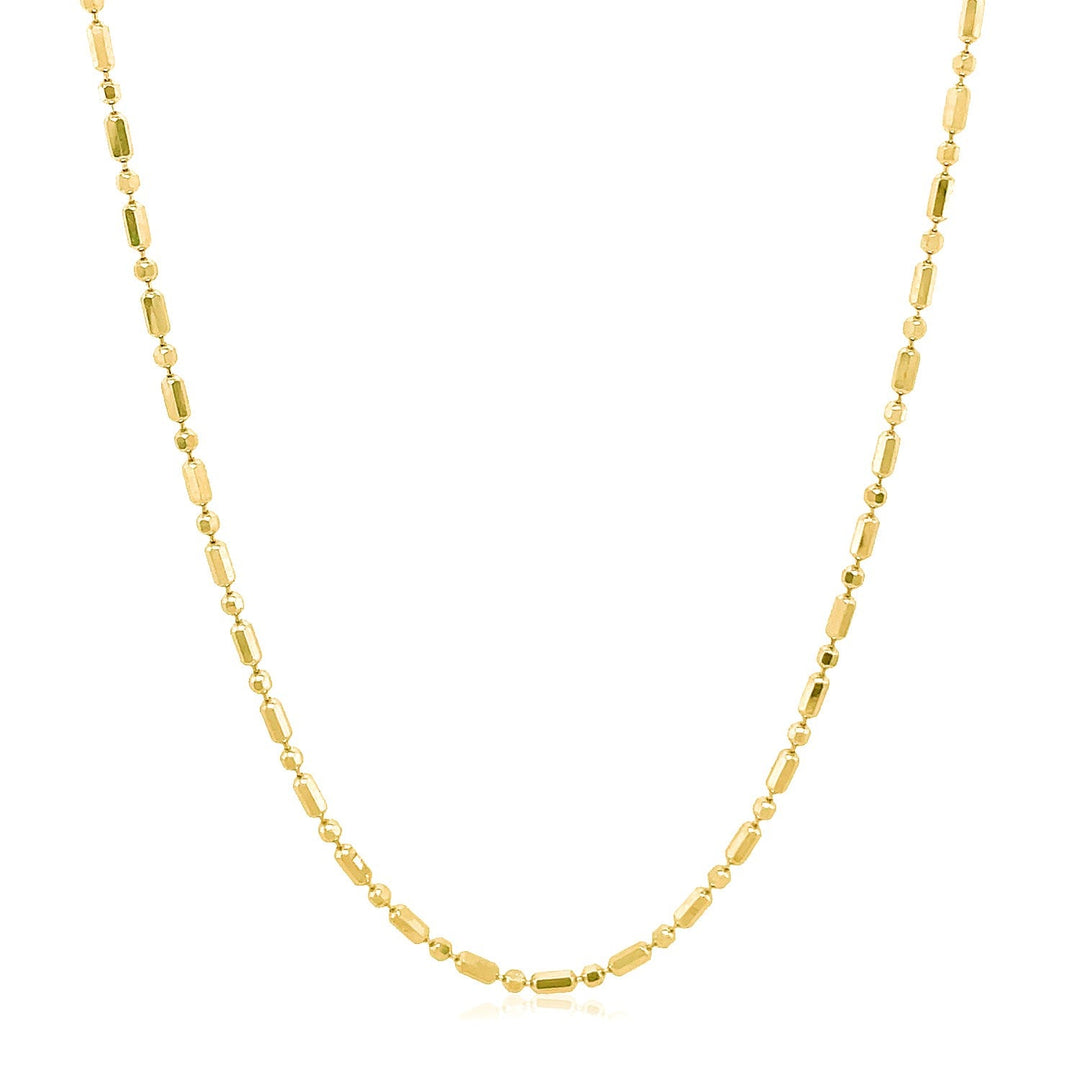 14k Yellow Gold Diamond-Cut Alternating Bead Chain 1.5mm