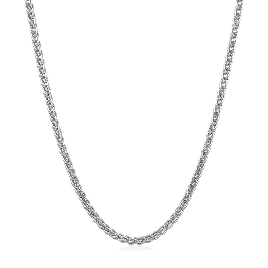 2.1mm 14k White Gold Round Wheat Chain