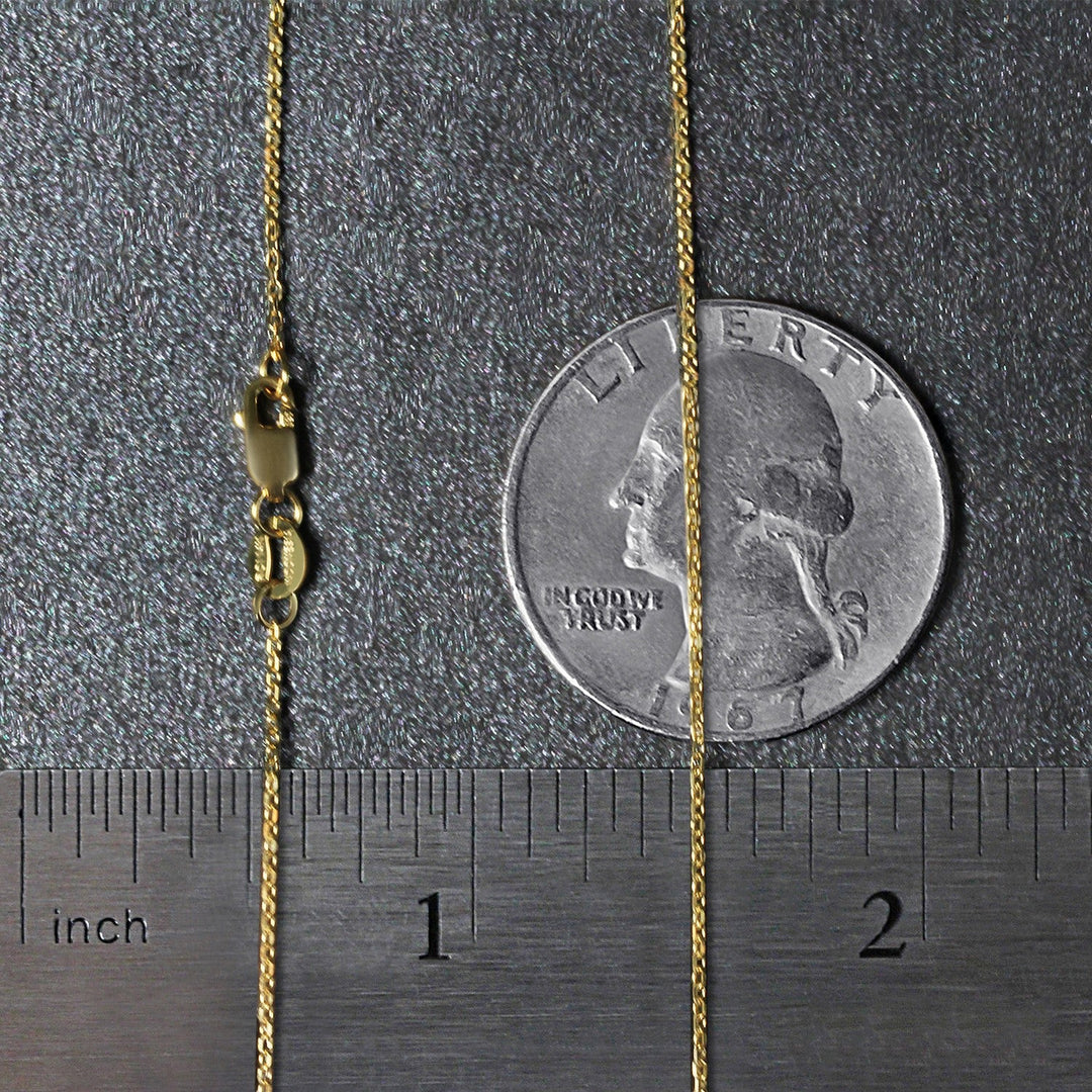 14k Yellow Gold Diamond Cut Cable Link Chain 0.8mm