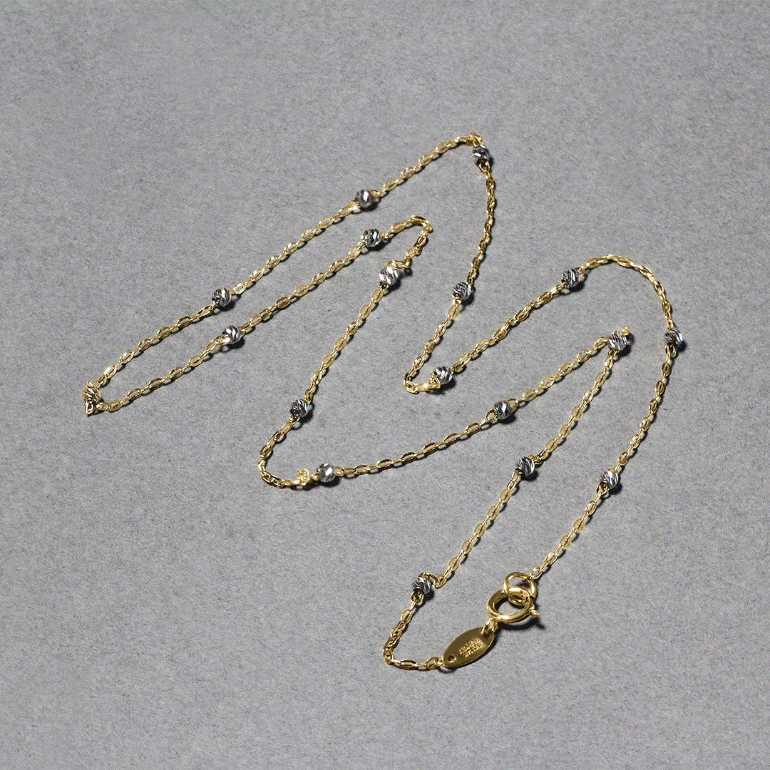 Diamond Cut Bead Links Pendant Chain in 14k Two Tone Gold (3.5mm)