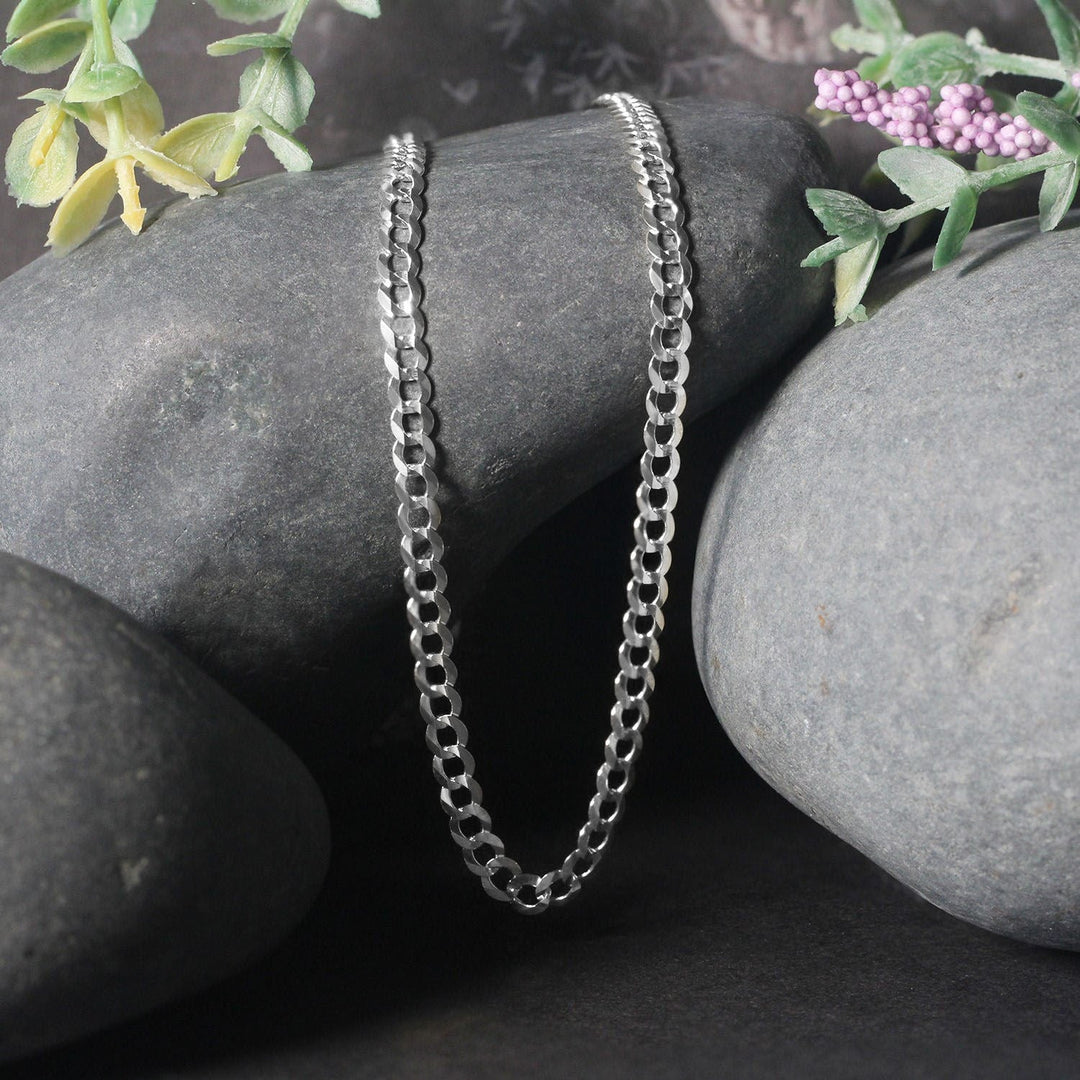 3.6mm 14k White Gold Solid Curb Chain
