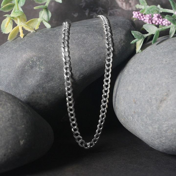 3.6mm 14k White Gold Solid Curb Chain