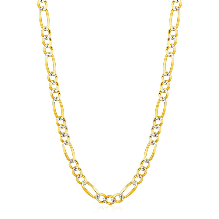 6.0mm 14K Yellow Gold Solid Pave Figaro Chain