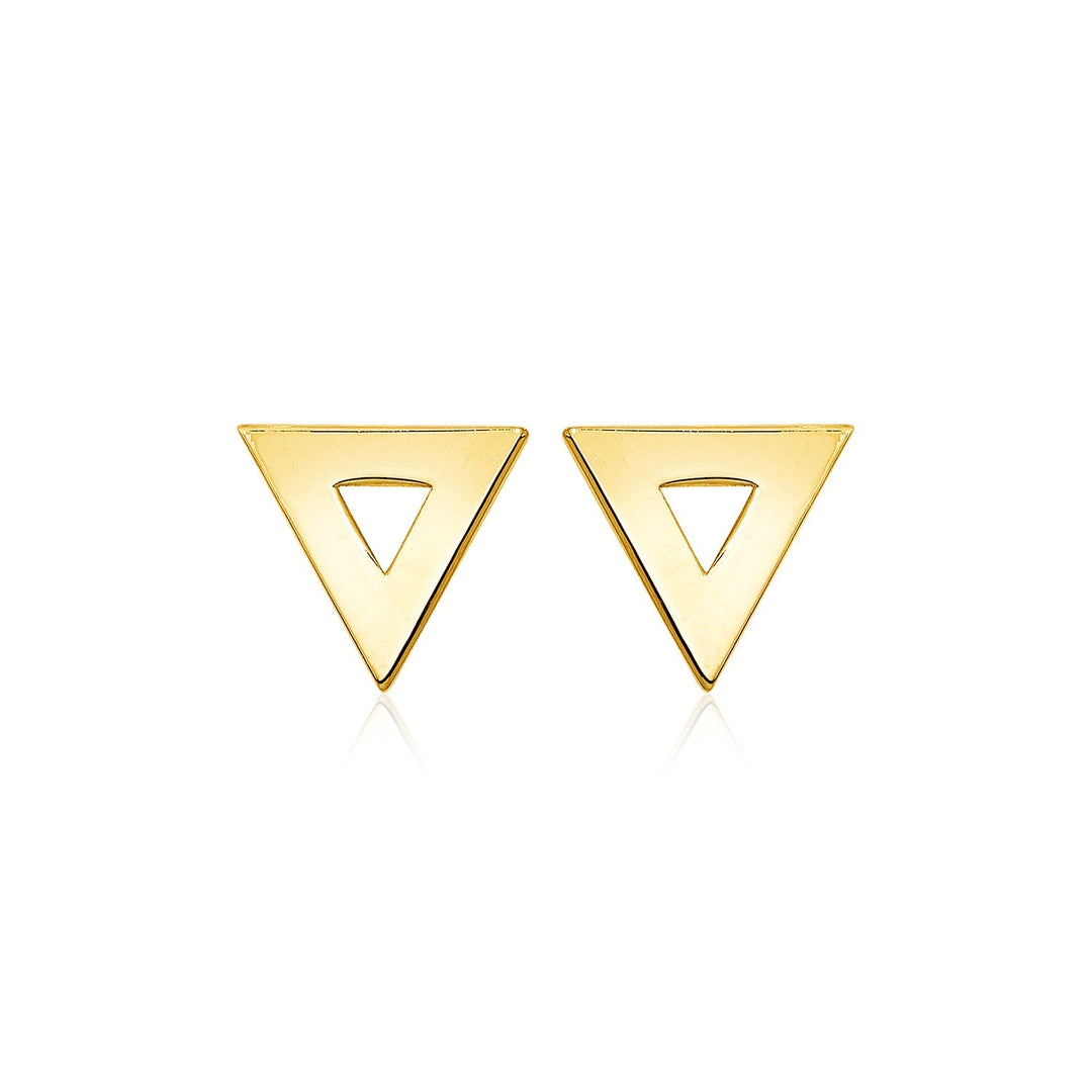 14k Yellow Gold Polished Open Triangle Post Earrings