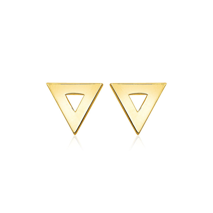 14k Yellow Gold Polished Open Triangle Post Earrings