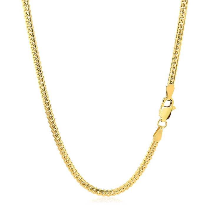 2.6mm 14k Yellow Gold Classic Solid Miami Cuban Chain