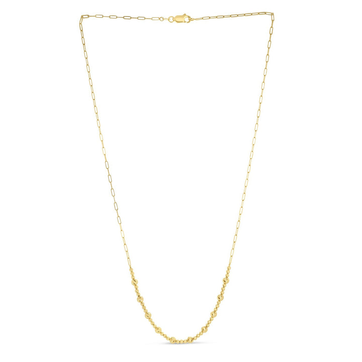 14k Yellow Gold Bead Paperclip Necklace