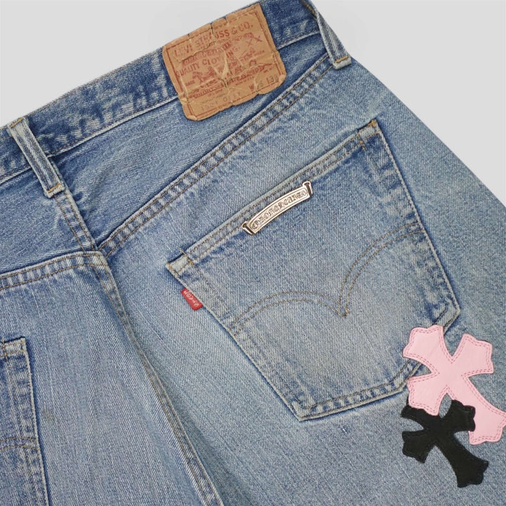 Chrome Hearts Multicolor Cross Patch Jeans
