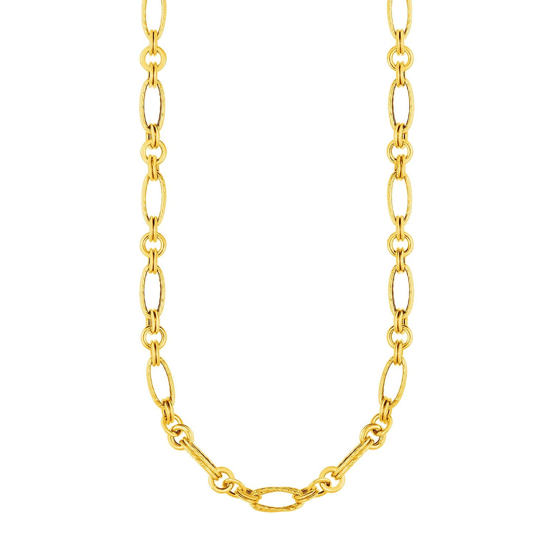 14k Yellow Gold Twisted and Polished Link Necklace