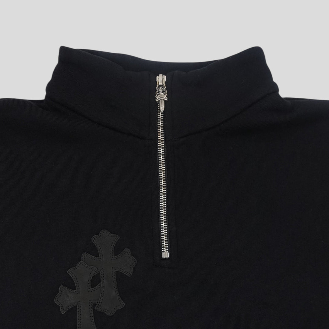 Chrome Hearts Pony Hair Quarter Zip in Black