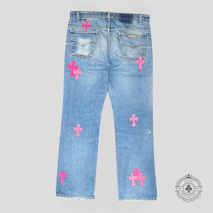 Chrome Hearts Cross Patch Jeans in Pink
