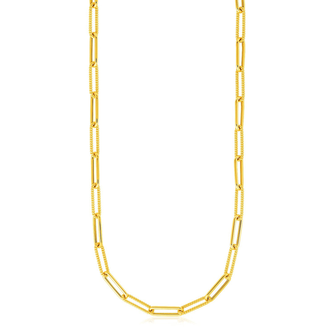 14k Yellow Gold Textured Paperclip Chain (3.5mm)