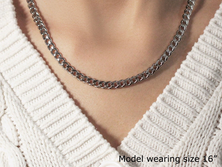 5.5mm 14k White Gold Miami Cuban Semi Solid Chain