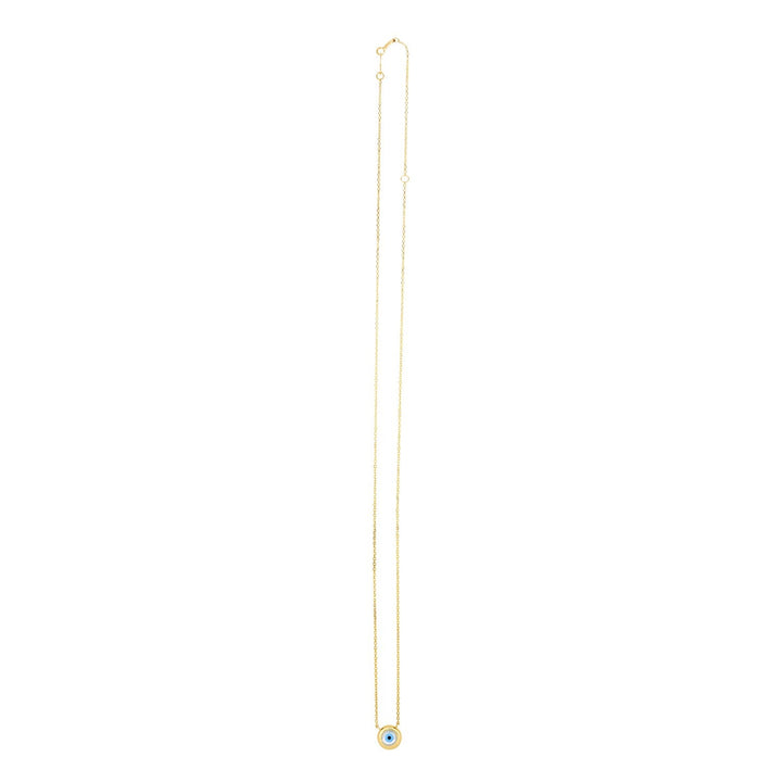 14k Yellow Gold Pearl Evil Eye Necklace