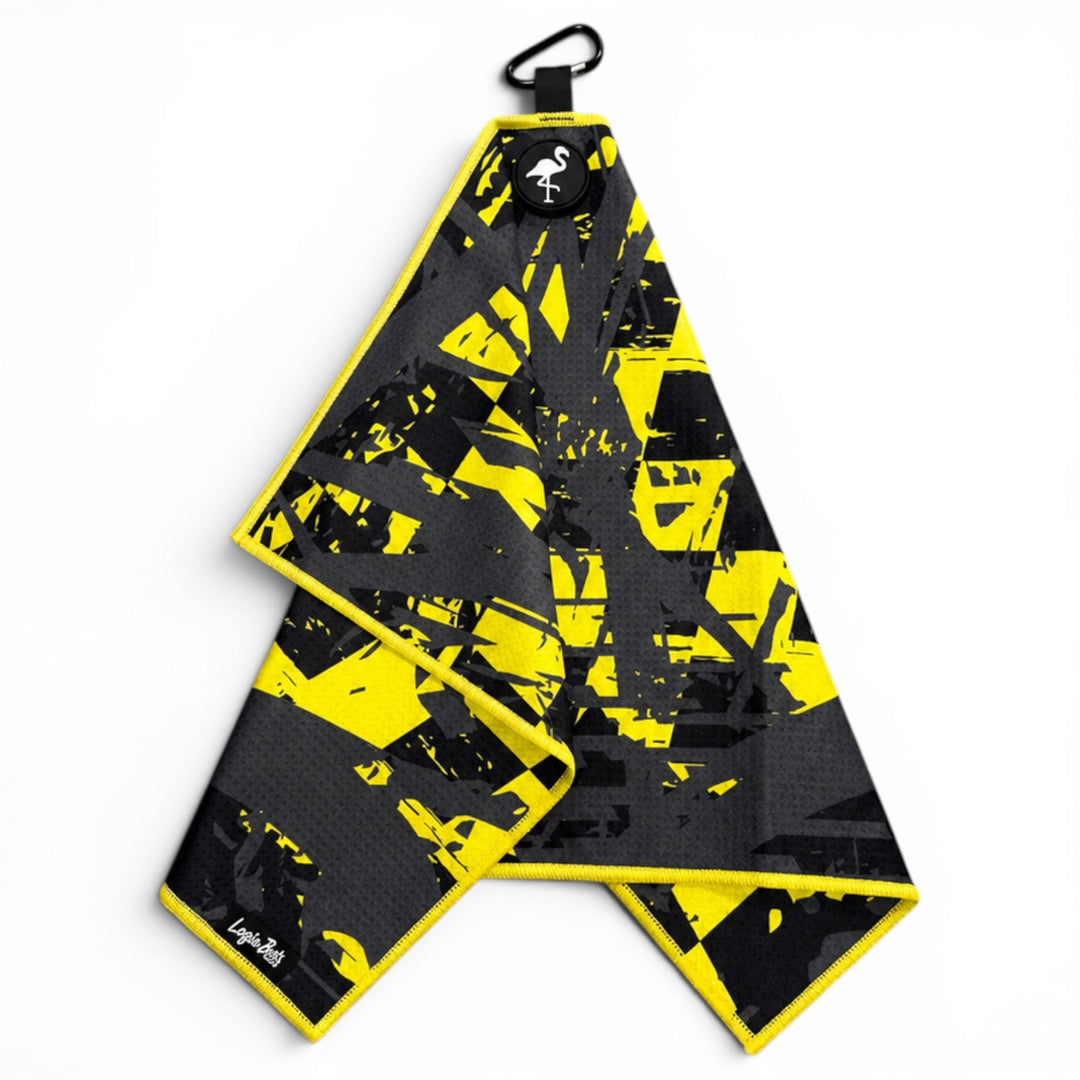 Hazard Hustle Golf Towel | 24” x 16” Microfiber Towel | Magnetic Clip &amp; Carabiner | Premium Golf Accessory
