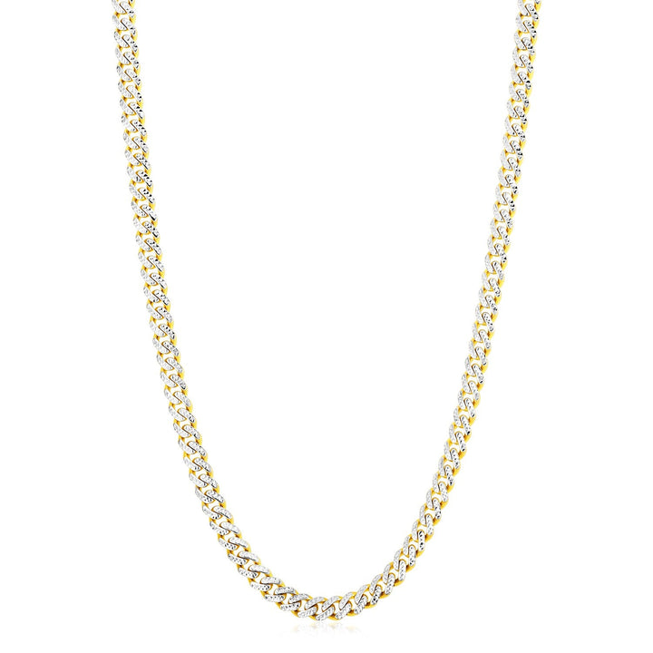 14k Yellow Gold White Pave High Polish Modern Lite Miami Cuban Chain (6.5mm)