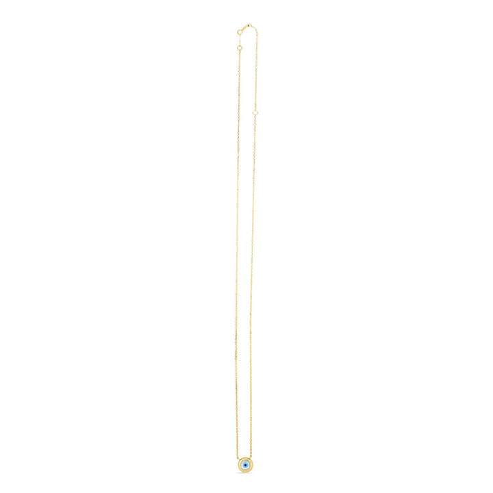 14k Yellow Gold MOP Evil Eye Necklace