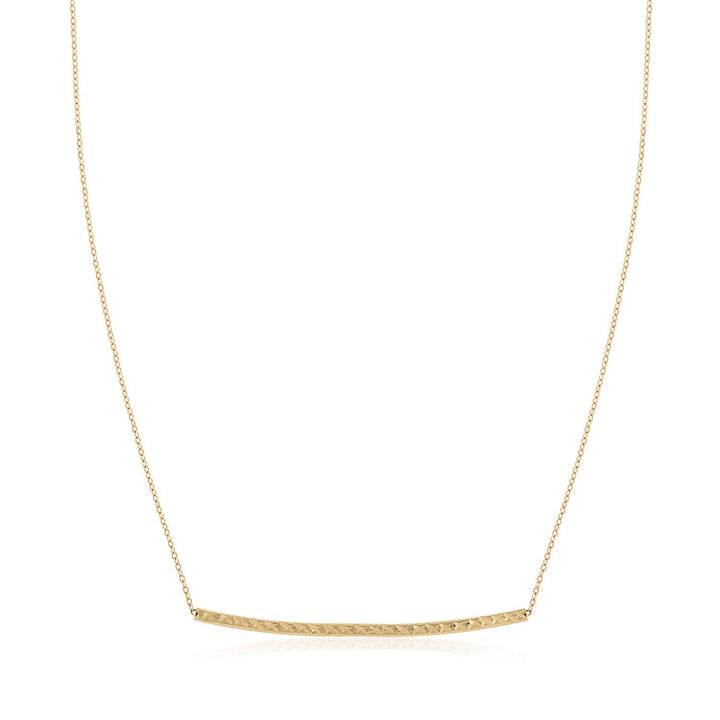 14k Yellow Gold Thin Textured Bar Necklace