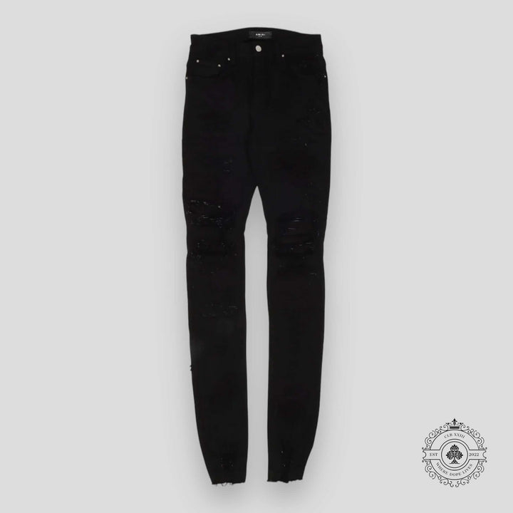 Amiri Distressed Denim Jeans in Black