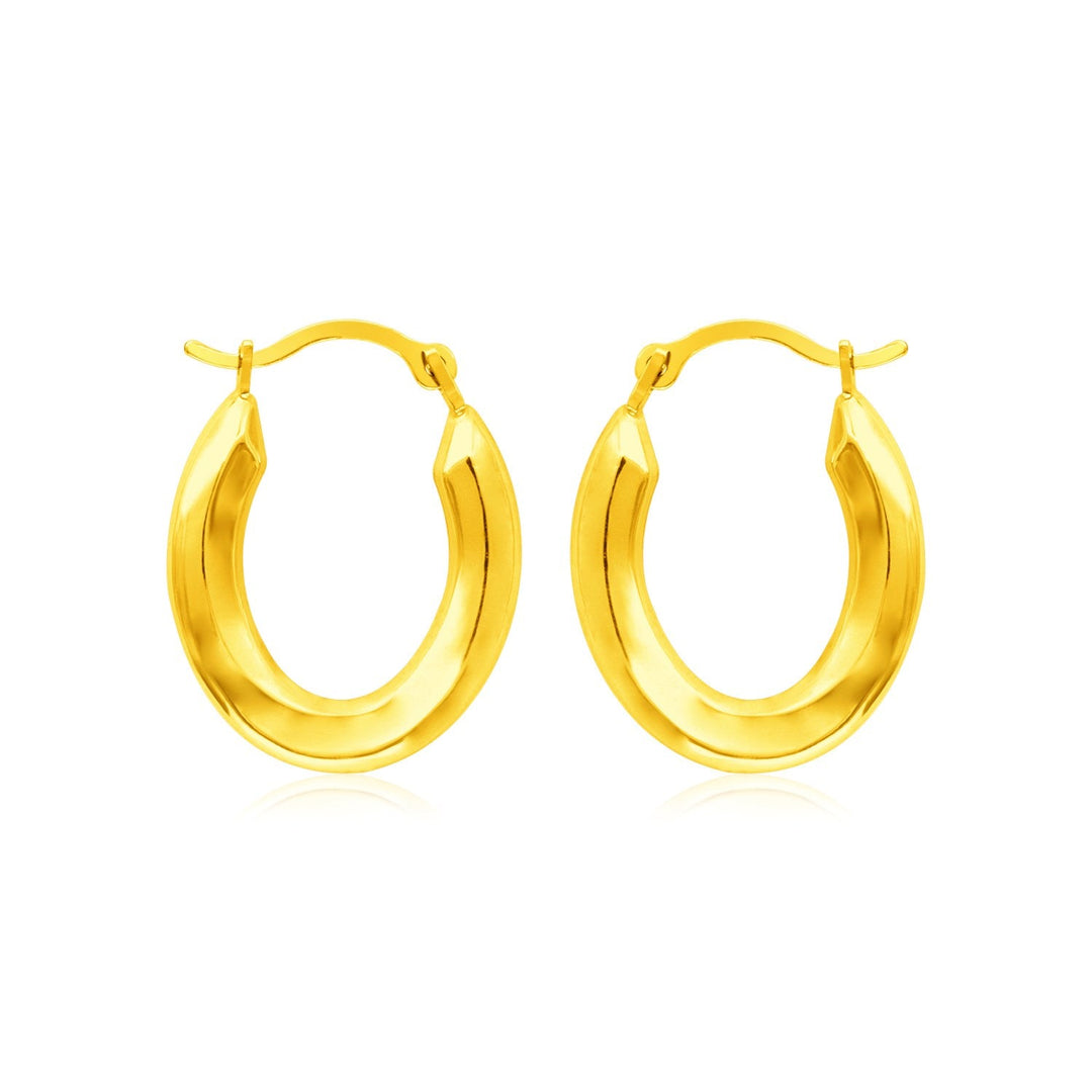 14k Yellow Gold Polished Oval Hoop Earrings