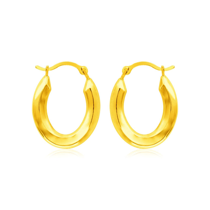 14k Yellow Gold Polished Oval Hoop Earrings