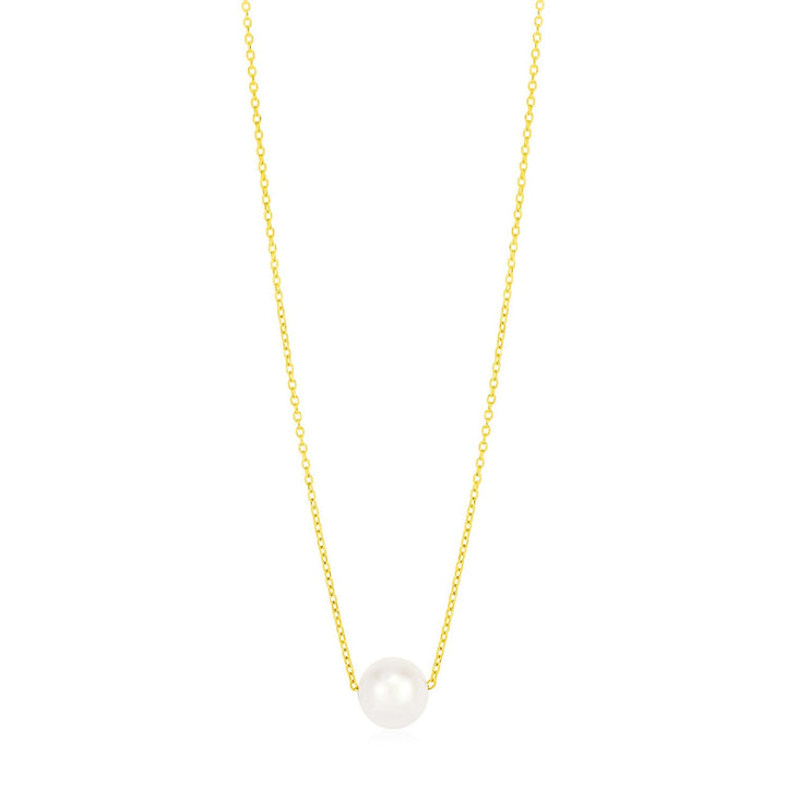 14k Yellow Gold Pearl Solitaire Necklace