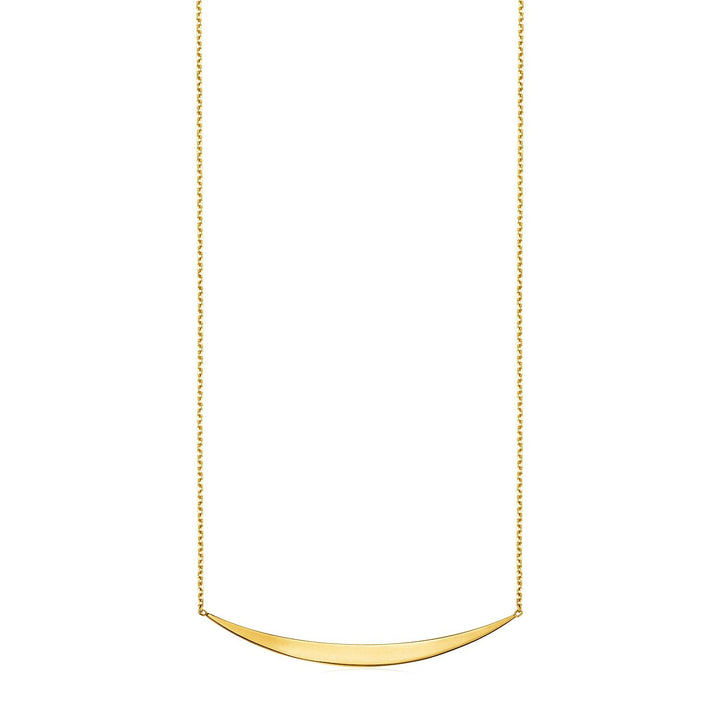 14k Yellow Gold Necklace with Polished Curved Bar Pendant