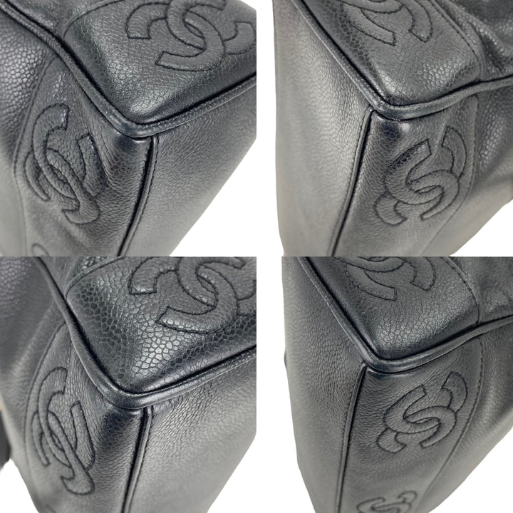 CHANEL Vintage Black Caviar Leather CC Zip Tote Shoulder Bag w/added insert  Pre owned