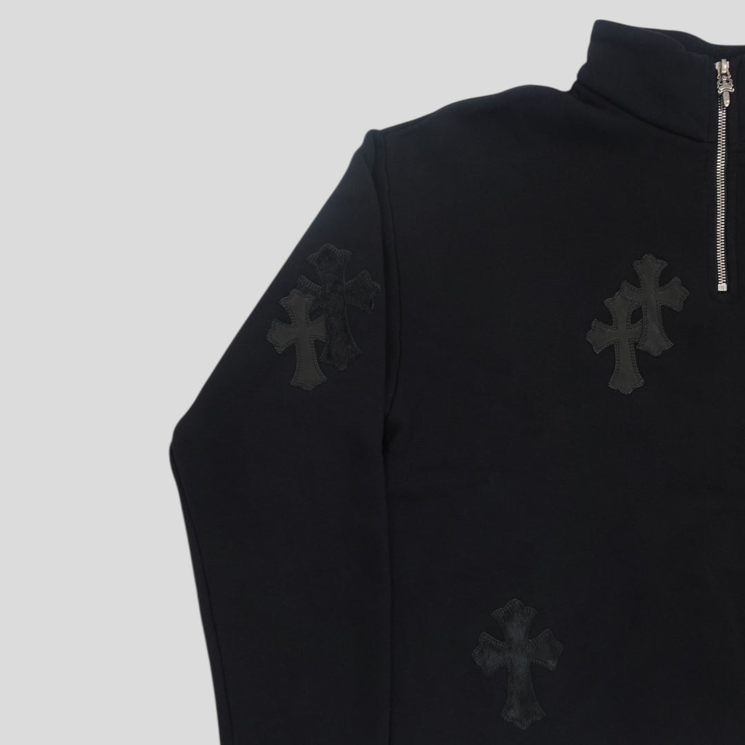 Chrome Hearts Pony Hair Quarter Zip in Black