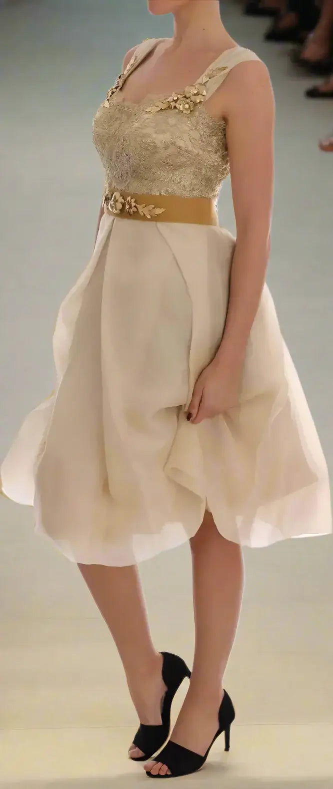 Dolce & Gabbana Gold Silk Crystal Embellished Dress