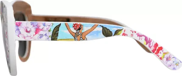 Dolce & Gabbana Multicolor Wood Crystal Brass Frame Floral Hand Painted Sunglasses