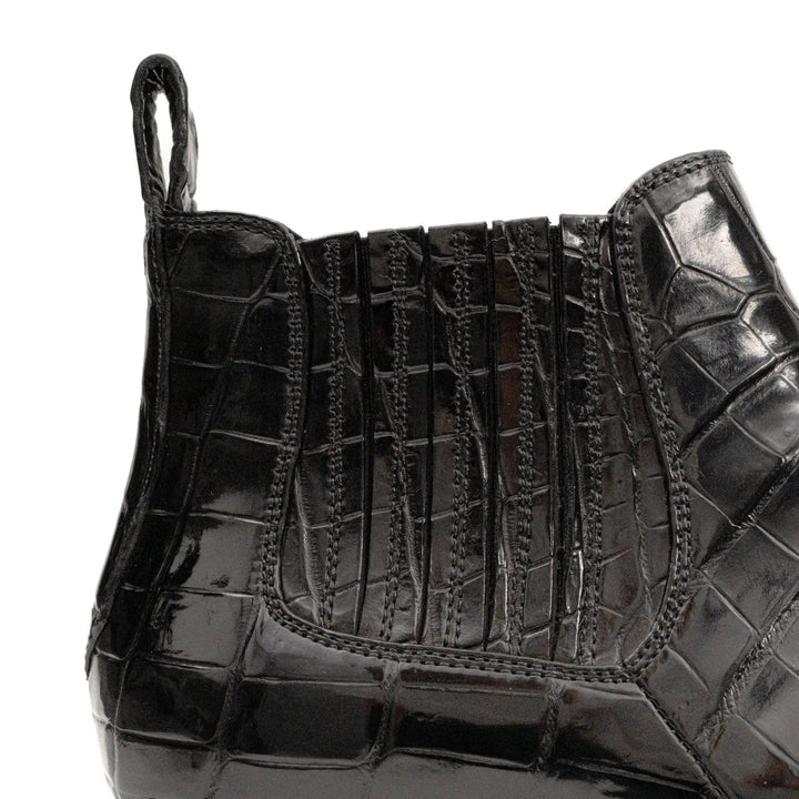 Black Crocodile Leather Chelsea Boots