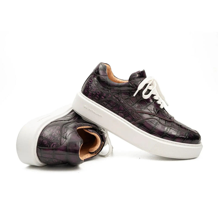 Purple Crocodile Leather Sneakers