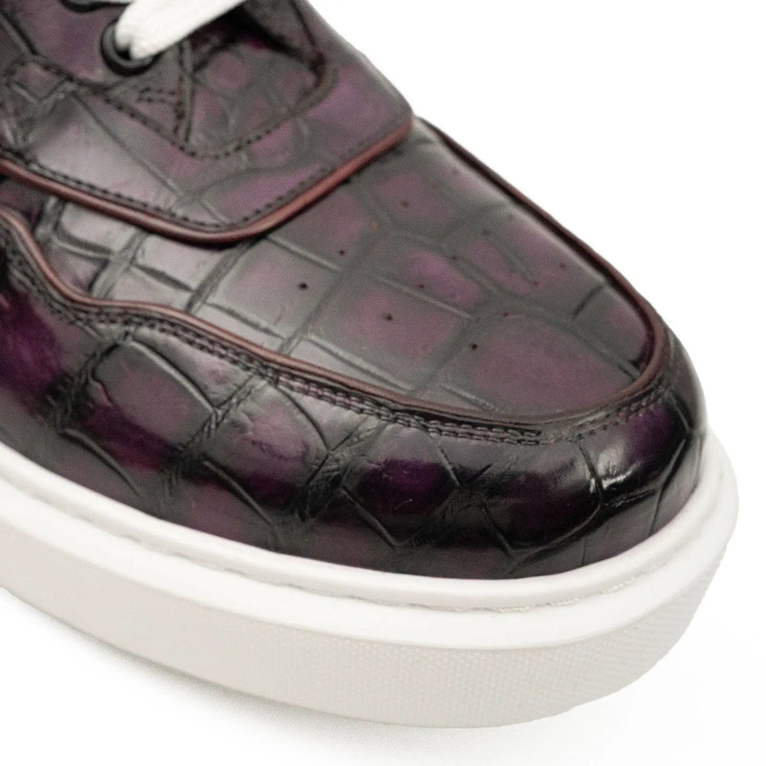 Purple Crocodile Leather Sneakers