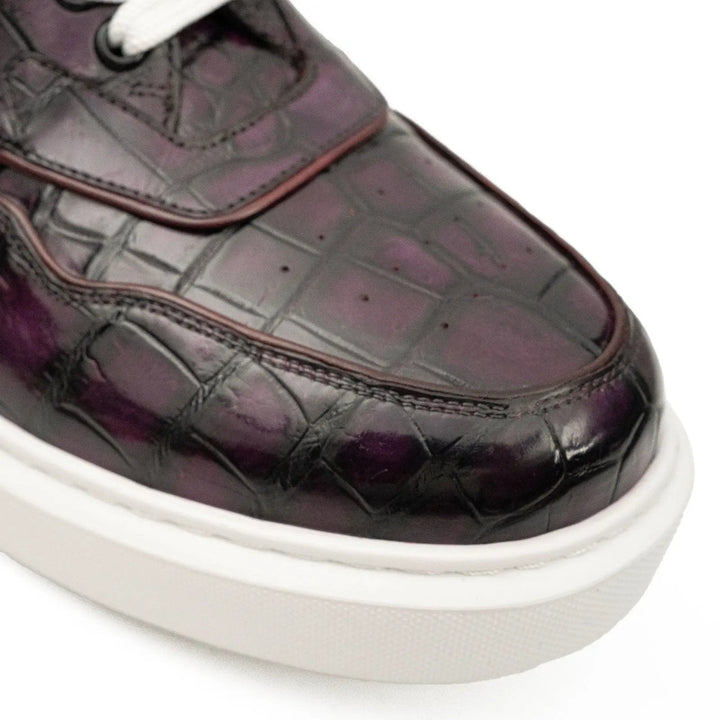 Purple Crocodile Leather Sneakers