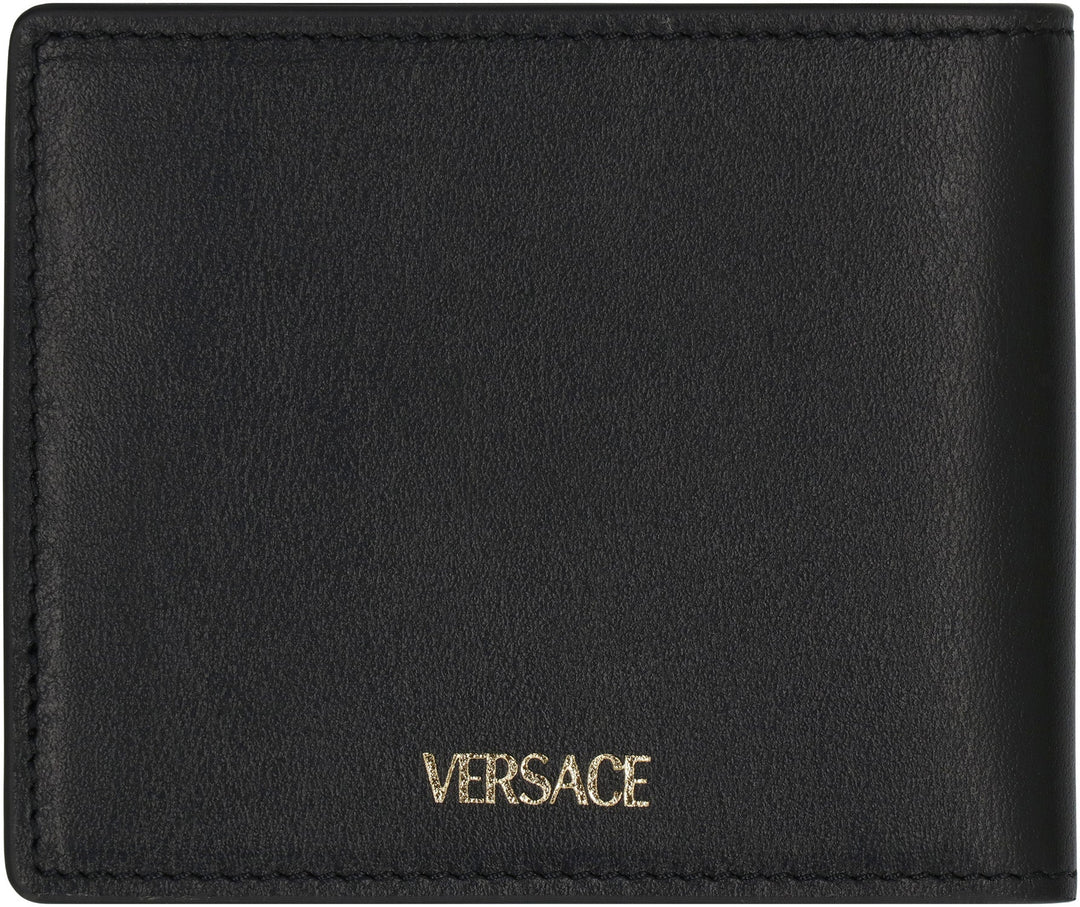 VERSACE Mini Leather Wallet with Iconic Emblem