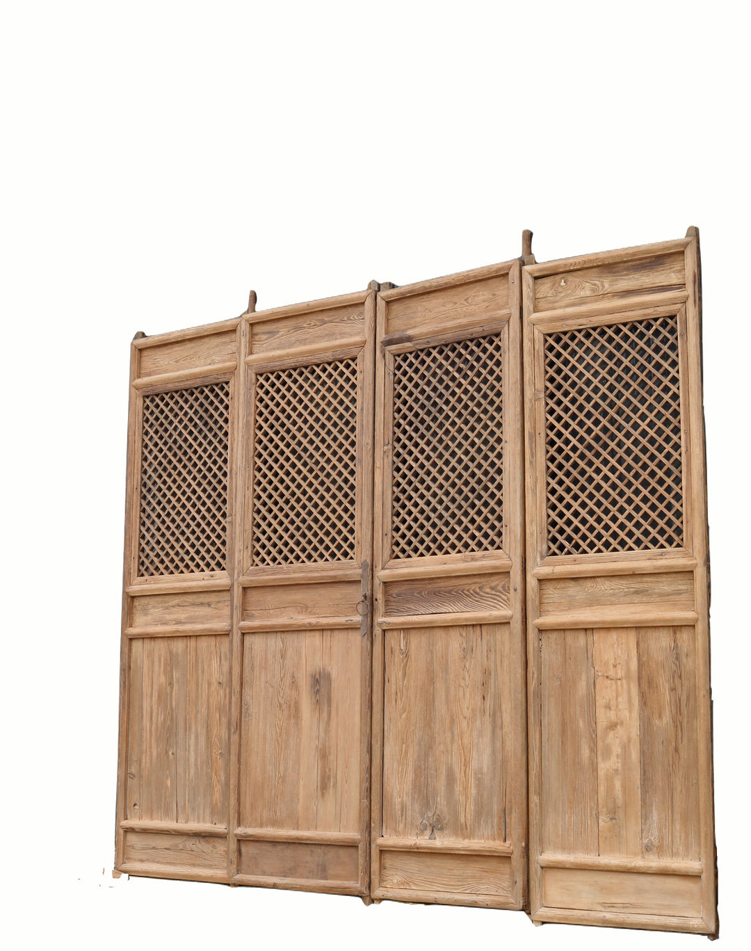Early 19 Century Large Antique Chinese Lattice Screen Door- A Set of 4 Screen Panels