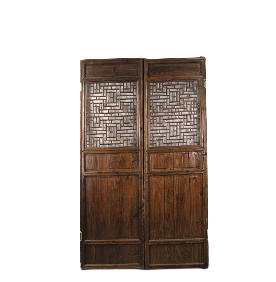 Pair of Antique Chinese Double Happinese Lattice Door